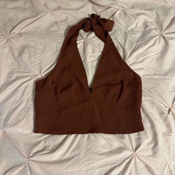 Abercrombie & Fitch Tops - Abercrombie & Fitch Brown Halter Crop Top